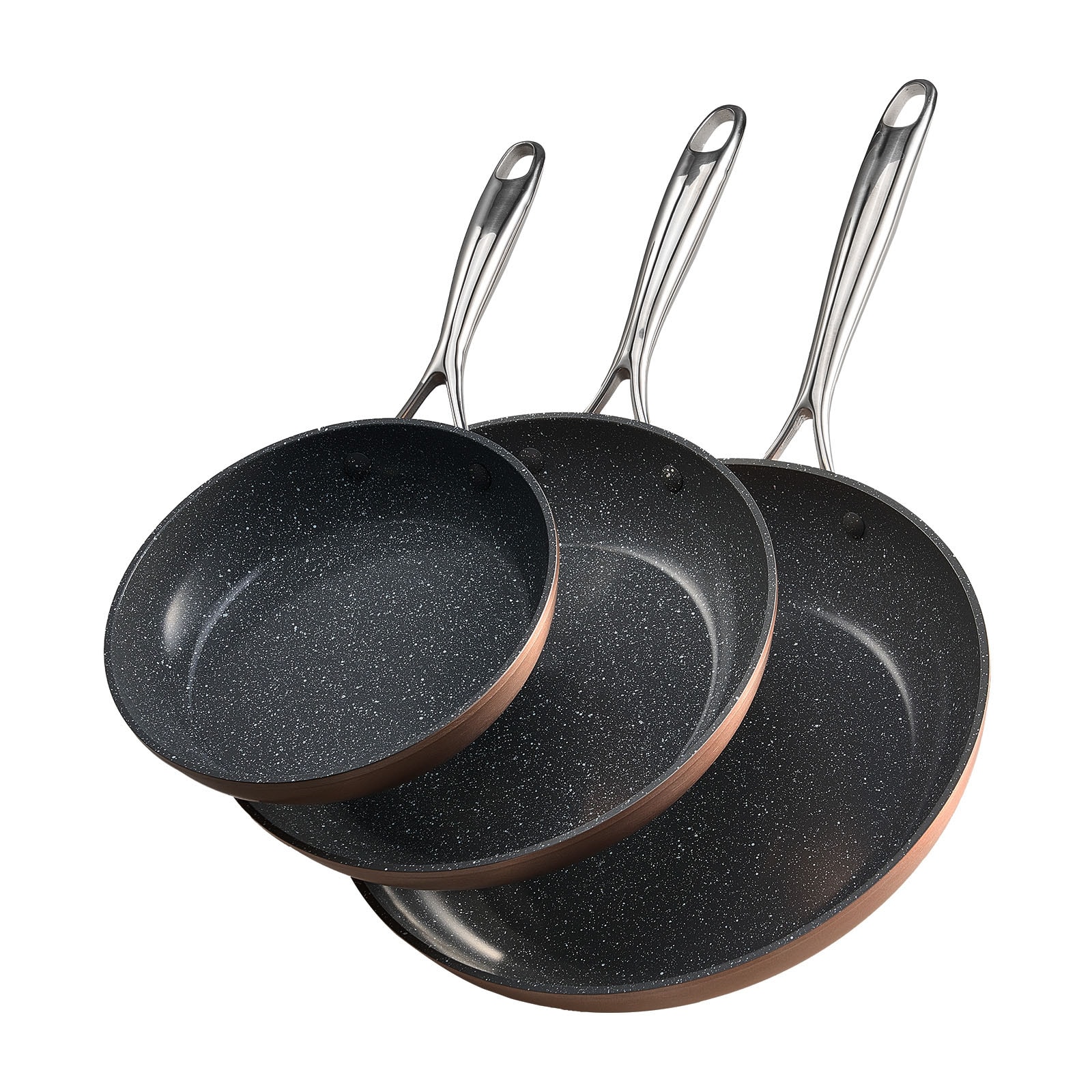 Aluminium Frying Pan Set Non Stick Coating Grey Kitchenware_voghion.com